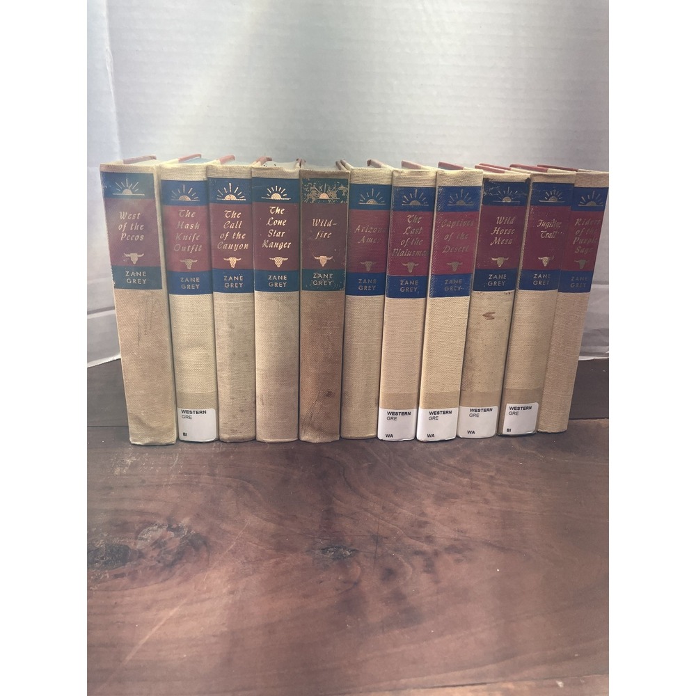 Vintage Zane Grey Western Novels Collection Set of 11 Hardcover Books